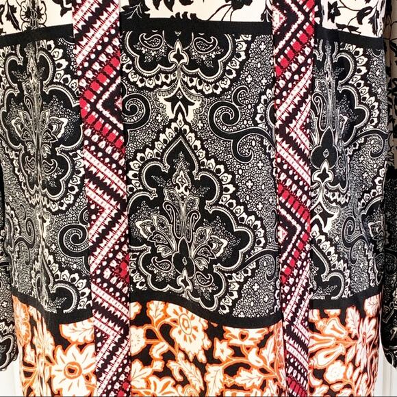 Maggy London Dress 3/4 Sleeve Mixed Print V-Neck Tie Dress Size 4 - Picture 8 of 16